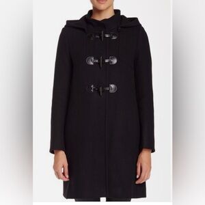 NWT Cinzia Rocca Icons Wool Cashmere Blue Coat Women’s 12 Buckles Hooded $1165